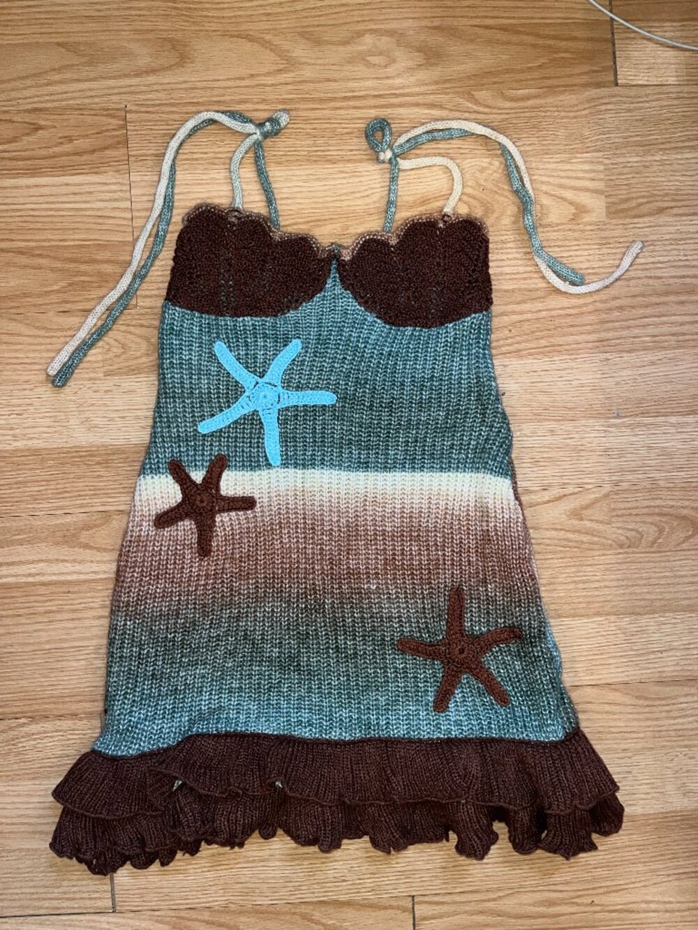 Handmade Crocheted Summer Mini Dress- Small